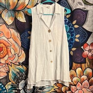 Cato Cream Sleeveless Notched Collar Blouse